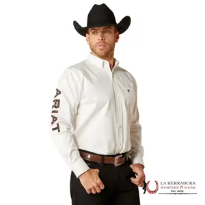ARIAT TEAM LOGO TWILL LS SHRT WHITE 10048807