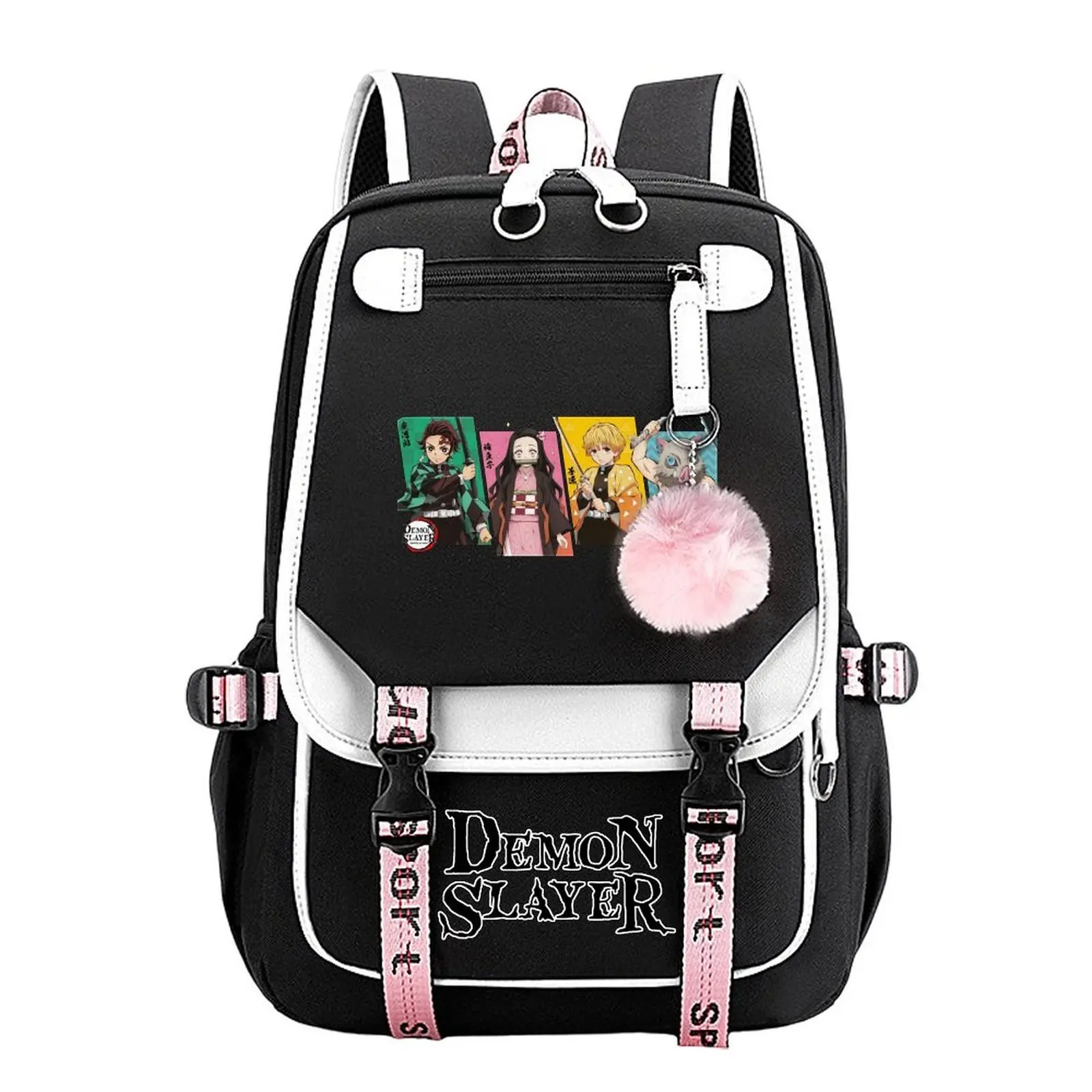 Demon Slayer Trendy Youth Backpack - Synthetic, Backpacks for School, Everyday Carry, Laptop Bag with Durable Large Capacity, Ideal for Commuting & Camping, Gift for Boys & Girls, 11.4in*18.1in