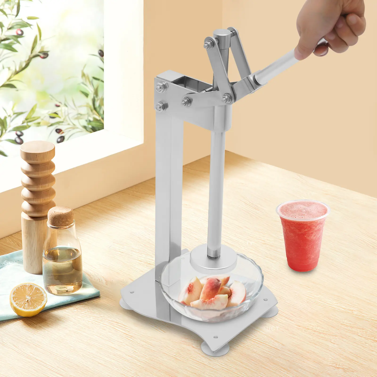 304 Stainless Steel Manual Citrus Juicer - Kitchen Utensil Lemon Orange Press Squeezer with Ergonomic Handle, No Electricity Needed, Easy to Use & Clean for Home, Bars, Fruit, Family, 20*18*39Cm/7.87*7.09*15.35In, Aluminium