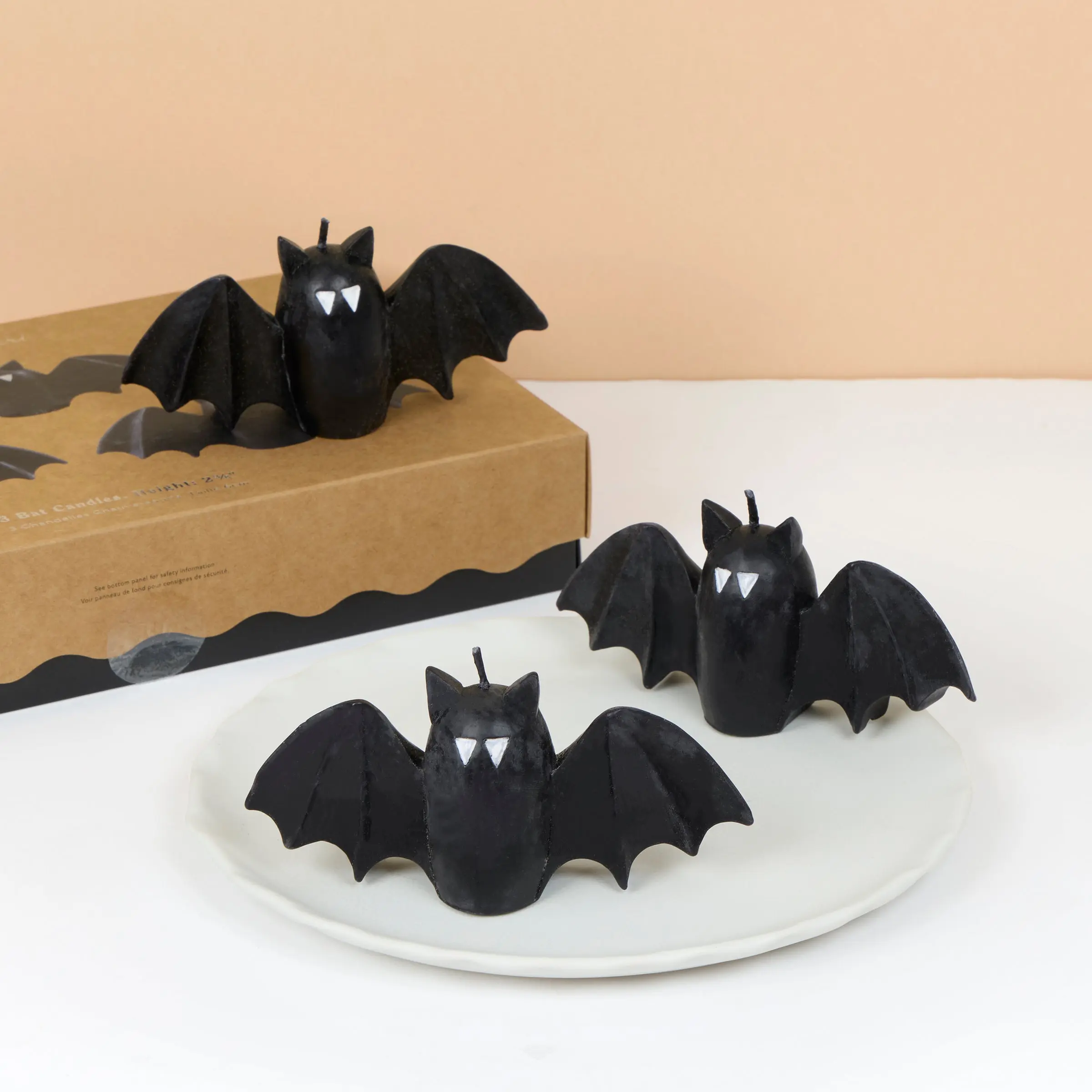 Halloween Bat Shaped Table Candles (x 3)