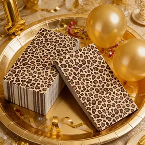 20Pcs Long Leopard Print Party Napkins, Decorative Paper Napkins, featuring printed patterns, perfect for table decoration. Suitable for birthdays, weddings and celebration occasions, ideal for Mother's Day