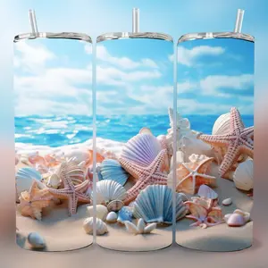 Sea with Snails 20 oz Tumbler - BPA Free, stainless steel, Leak proof, durable, with clear lid