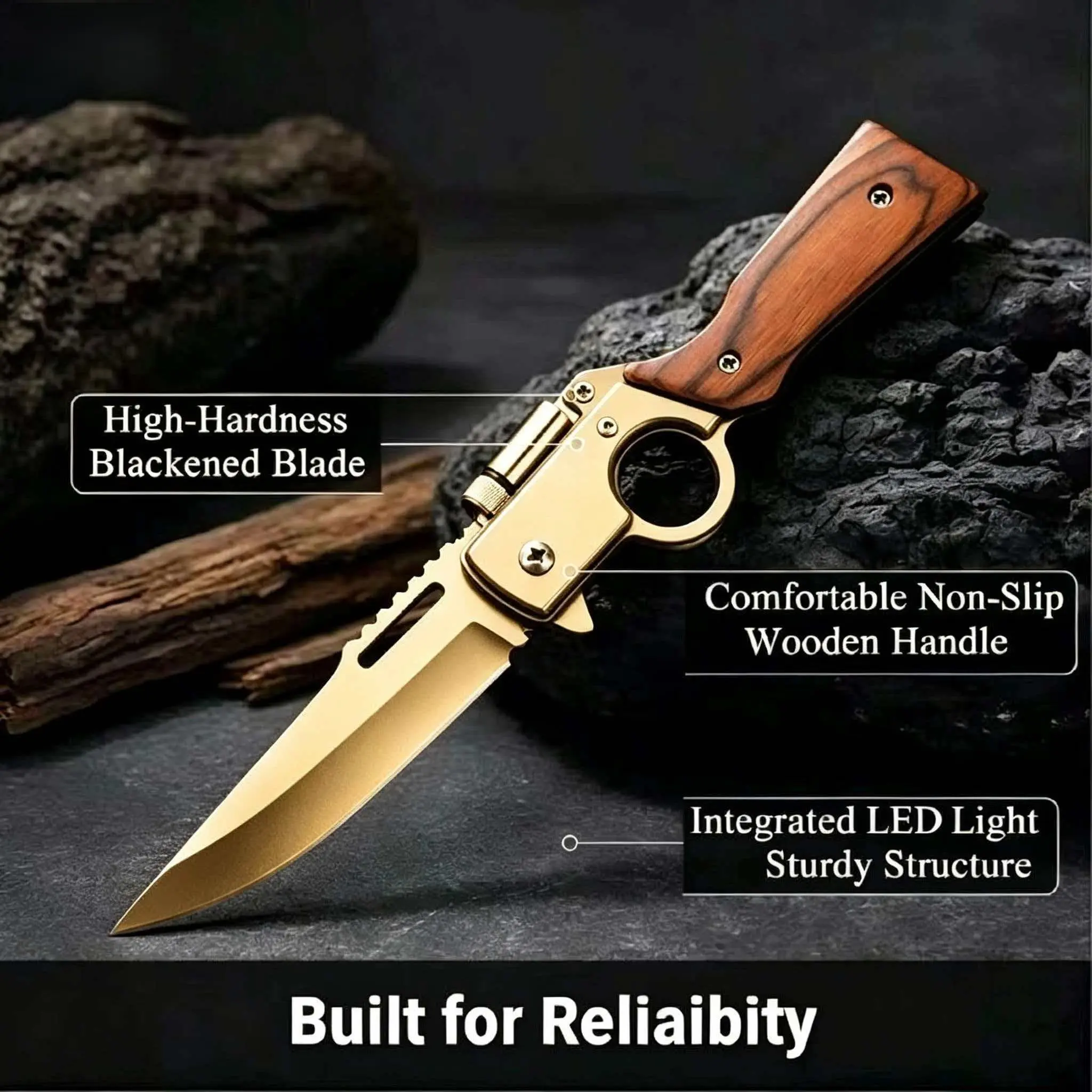 Portable Pocket Knives - Compact Structure Outdoor Active Cutlery with Pocket Clip, Safety Lock, Ideal for Camping, Hiking, Christmas Gift, Survival Tool, Survival Tools, Led Light, Edc Gear, Men's Gift Ideas, Male Gifts