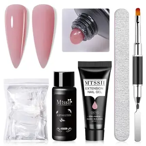 MTSSII Quick Extension Gel Nail Polish Set, Nail Tools Kits, 5pcs Finger Prolong Construct Hard Gel Semi Permanent Acrylic Extension Nail Art Varnish Kit, Poly Gel Polish Kit Gel Extension Kit Nail Supplies Nail Kit for Beginners Gift