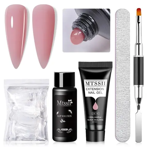 MTSSII Extension Gel Nail Polish Set, Nail Tools Kits, Nail Tips Kit, 5pcs Finger Prolong Hard Gel Semi Permanent Acrylic Extension Varnish Kit, Nail Supplies, Nail Tech Supplies, Gel Nail Kit For Beginners, Nail Art Kit
