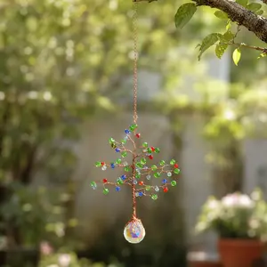 Crystal Sun Catcher, Tree of Life Crystal Suncatcher, Rainbow Maker Indoor Outdoor Decor for Window Bedroom, Bless Gift