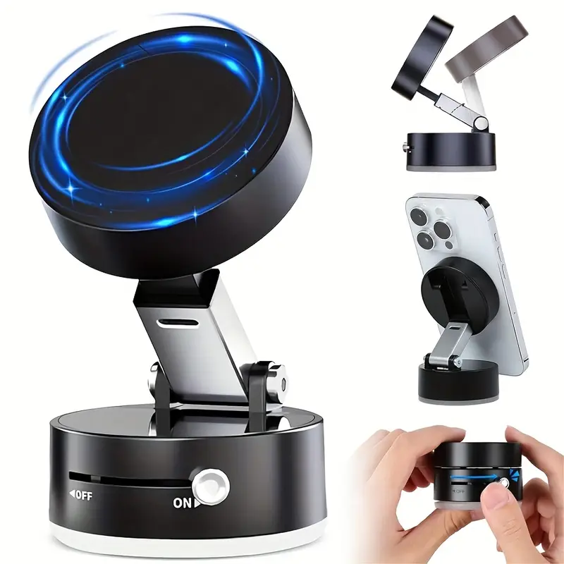 Vacuum Suction Magnetic Phone HolderAdjustable Vacuum Magnetic Car PhoneHolder Foldable Vacuum Magnetic CellPhone Holder Stand Suction Phone mountfor