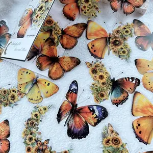Butterfly & Moon Flower Sticker, 30pcs/pack Multi-purpose Souvenir Sticker Adhesive Waterproof Decal, Decorative Floral Stickers for DIY & Craft Projects Design, Birthday Gifts, Christmas Gift, Durable Adhesive Stickers