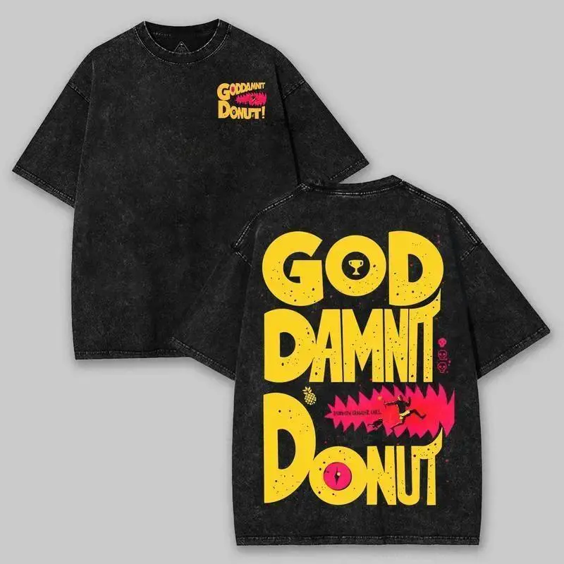 Goddamnit Donut Oversized Casual T-Shirt | Retro Bold Graphic Tee | Anime/Meme Streetwear Shirt | Gift Idea | TikTok Streetwear Pick