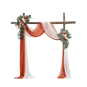 Artificial Wedding Arch Flowers & Sheer Drapes Tool Kit (Pack of 4) - 2 Floral Arrangements, 2 Sheer Drapes, Wedding Arch Cover, for Wedding Ceremony Backdrop Decorations