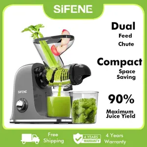 SiFENE Cold Press Juicer Machine, Compact Single Serve Slow Masticating Juicer, Vegetable and Fruit Juice Extractor Maker Squeezer, Easy to Clean, BPA Free