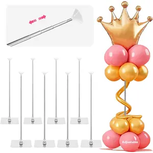 Metal Balloon Stands for Table, Adjustable Height 15.75 Inch to 33 Inc  Table Balloon Stand Kit for Tabletop Centerpiece Party Decorations (8 Pack)