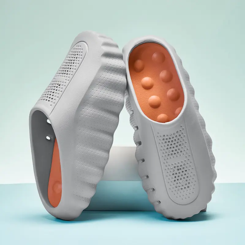 Men's Massage Footwear - Closed-Toe Hollow EVA Slippers, Breathable, Non-Slip Thick Sole, Large Sizes Available, Indoor-Outdoor Shower & Casual Use