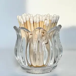 3 Pcs Glass Match Holder with Striker - Match Jar Match Box for 3.5 Inch Matchsticks, Decorative Matchstick Holder for Scented Candle, Decoration for Dining Table Fireplace Bathroom, Matches Not Included