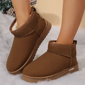 Women's Short Boots Platform Elegant Slip On Chunky Winter Snow Booties Lined Outdoor Boots Shoes Classic Soft
