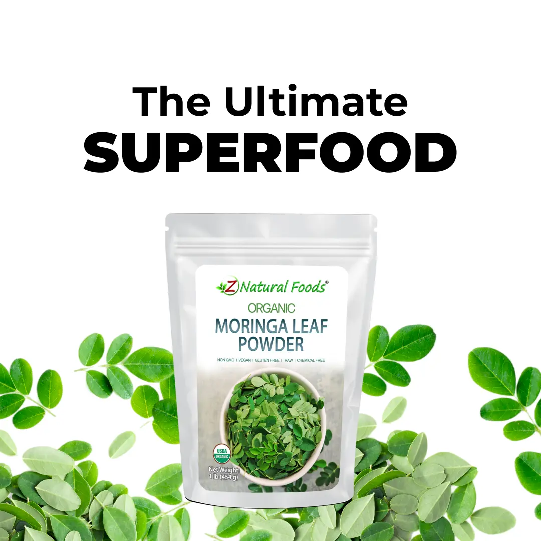 Z Natural Foods - Organic Moringa Leaf Powder - Nutrition Dense Supergreen for Overall Wellness and Vitality - Organic Greens Supplement