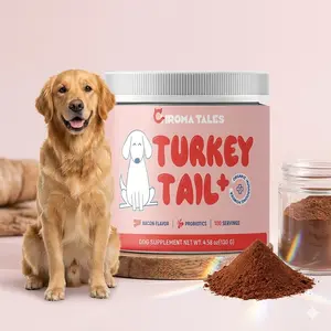 CHROMATALES Turkey Tail+ Grain-Free Dog Food Topper - Bacon Flavor, Immune & Gut Support Supplement for Dogs, Natural Allergy Relief, Lipoma Support, Probiotics & Antioxidants, All Life Stages, 100 Servings