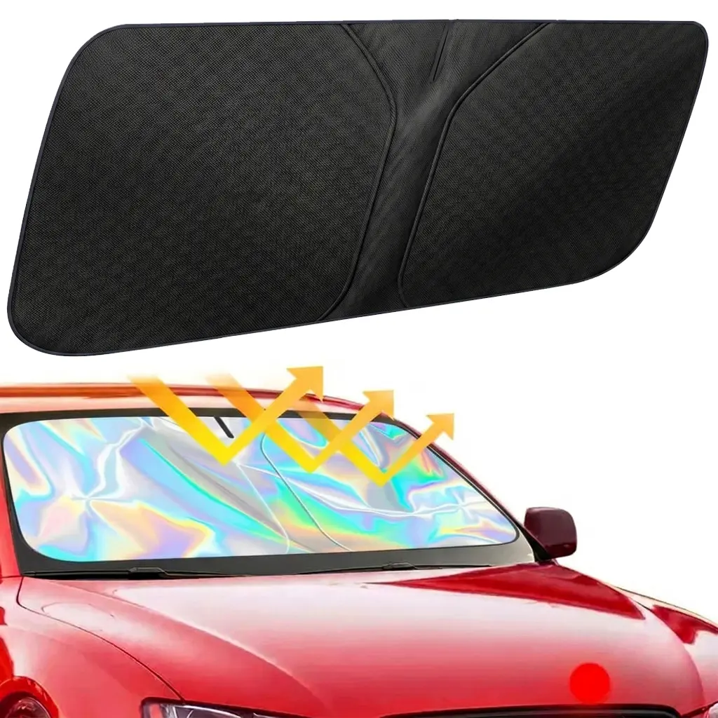 [Upgraded] Windshield Sun Shade Umbrella - Protect Car from Sun Rays & Heat Damage Keep Cool and Protect Interior, Spring Structure Edge Medium 57" L x 31.5" W, Durable Sun Shade, Shade For Car Window