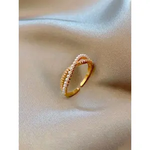 Women's Elegant Criss Cross Design Pave Ring, Exquisite Trendy Ring, Fashionable Jewelry for Women As Gift for Daily & Party Decoration, Elegant Fashion Rings