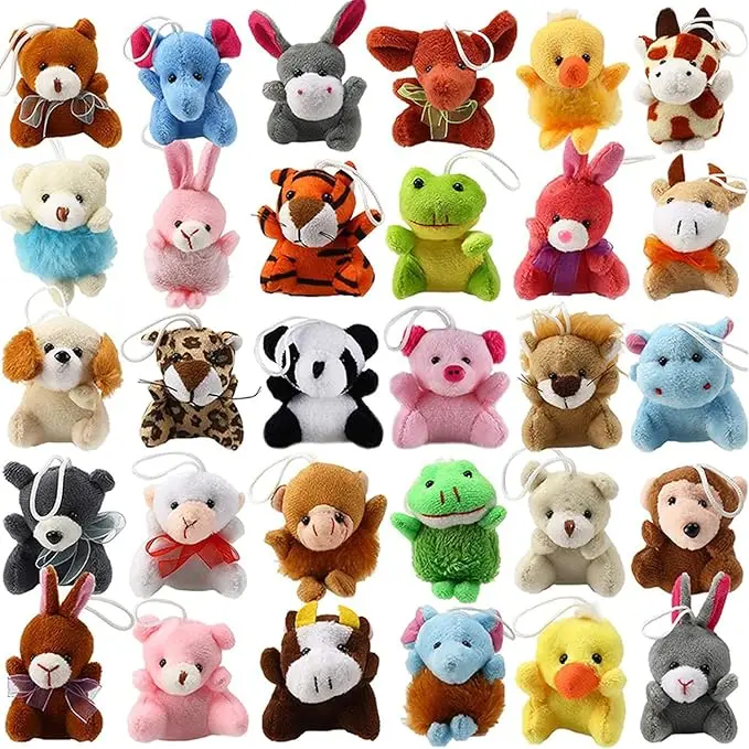 32 pcs Animals Plush Toy 2.5 Inch  Animals Stuffed Toys Cute Zoo Stuffed Animal Plushies Toys for Birthday Party Supplies Gifts Class Award
