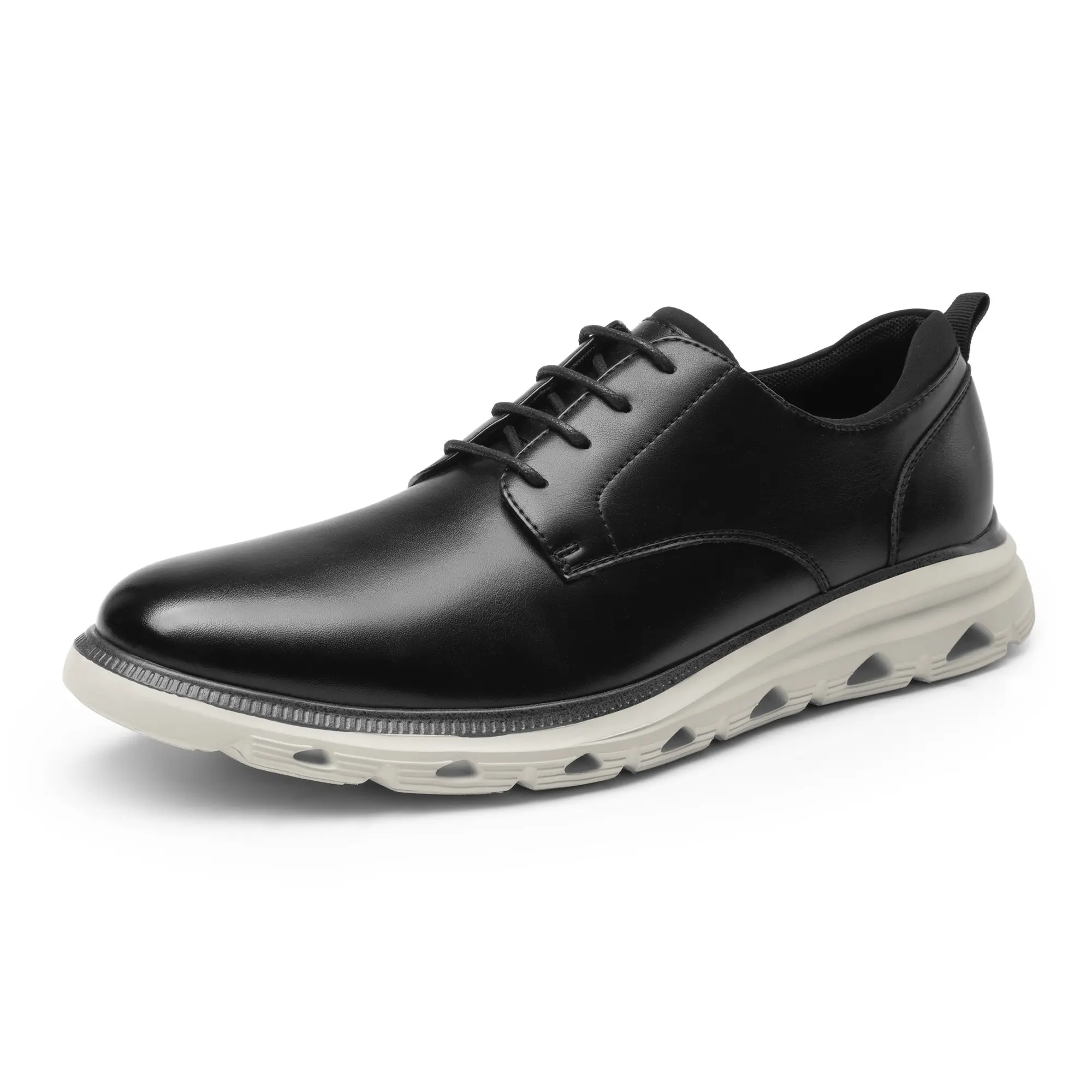 BRUNO MARC Men's Classic Derby Oxfords, Leather Formal Dress Shoes with Breathable Mesh, Lace-Up Design and Lightweight Cushioned Sole, Eva, Sporty Chic, Business, Low-Cut, Laces, Office Commuting Shoes, Walking Shoes, Footwear