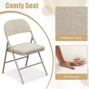 COSTWAY - Foldable Chair Set of 6 with Padded Seat Seat and Fabric Covered Backrest-Set of 6