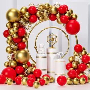 Red and Gold Balloon Garland Kit, 124Pcs Balloons Arch Kit, Bright Durable Latex Balloons for Valentines, Wedding, Bachelorette, Birthday, Baby Shower, Engagements Anniversary Party Decorations