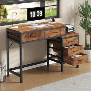 Computer Desk with 5 Drawers and Printer Stand
