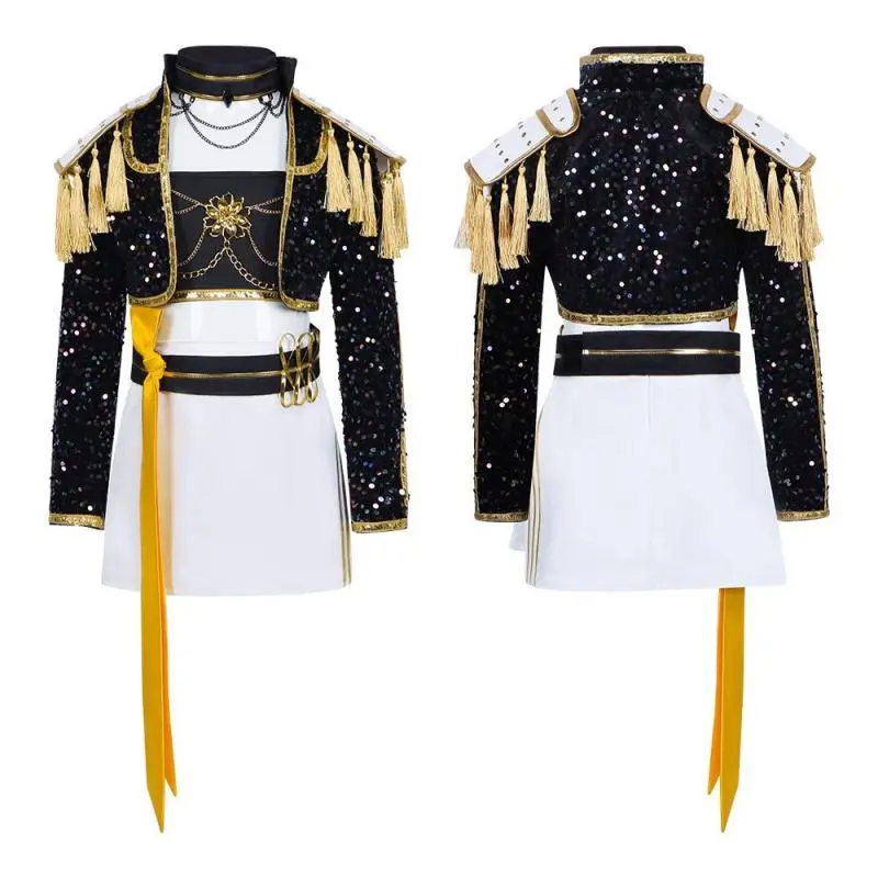 Women's Plus Size Corduroy Demon Slayer Team - Rumi Black Gold Edit Cosplay Set, XXXL Black Gold Rumi Womenswear for Halloween Stage Performances