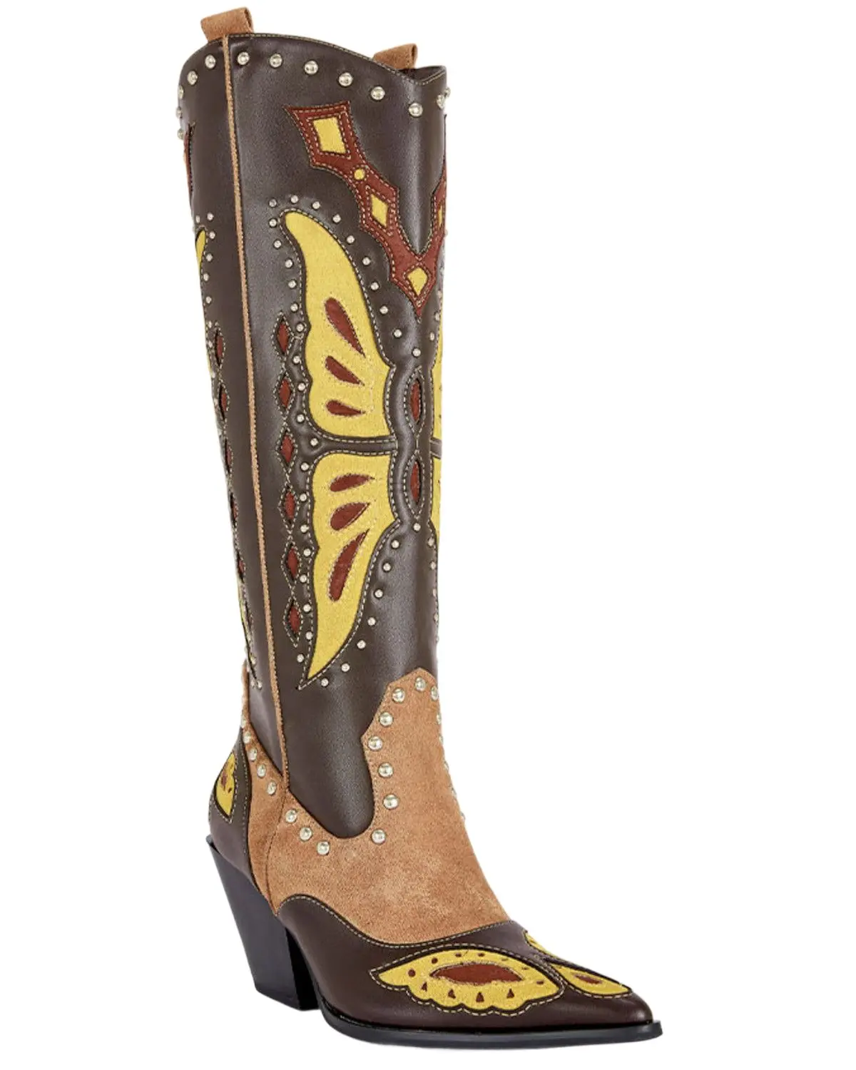 Azalea Wang Women's Women'S Flutter Tall Fashion Boot Round Toe - Flutter-Brownmulti