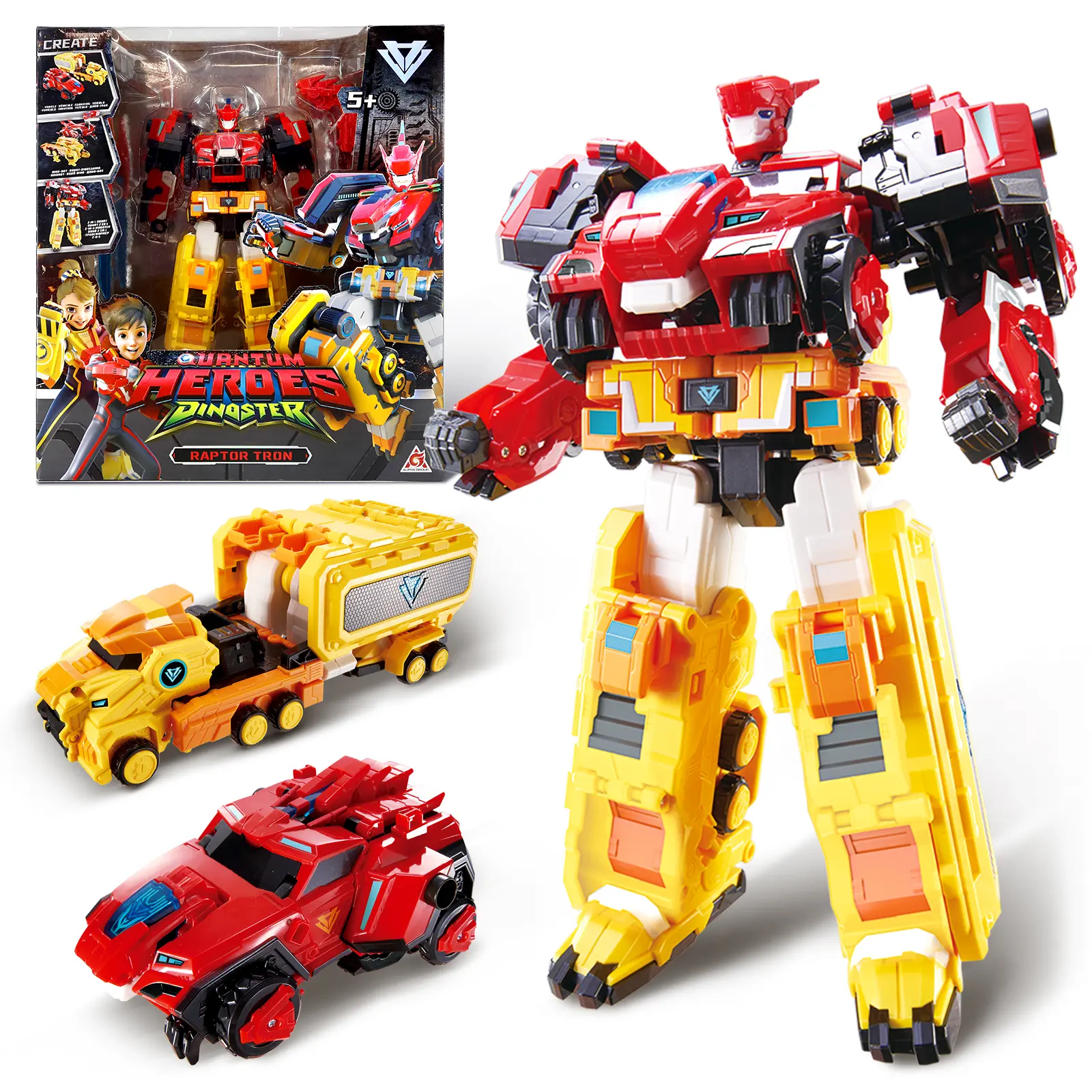 ALPHA GROUP Transformable Robot 3 in 1 Raptor Tron, 11.02 Inches, Transforming Toys for Kids, Chariot Toys, Dinosaur Robot for Boys Girls 5 6 7 8 9 10 Years Old Cars Durable