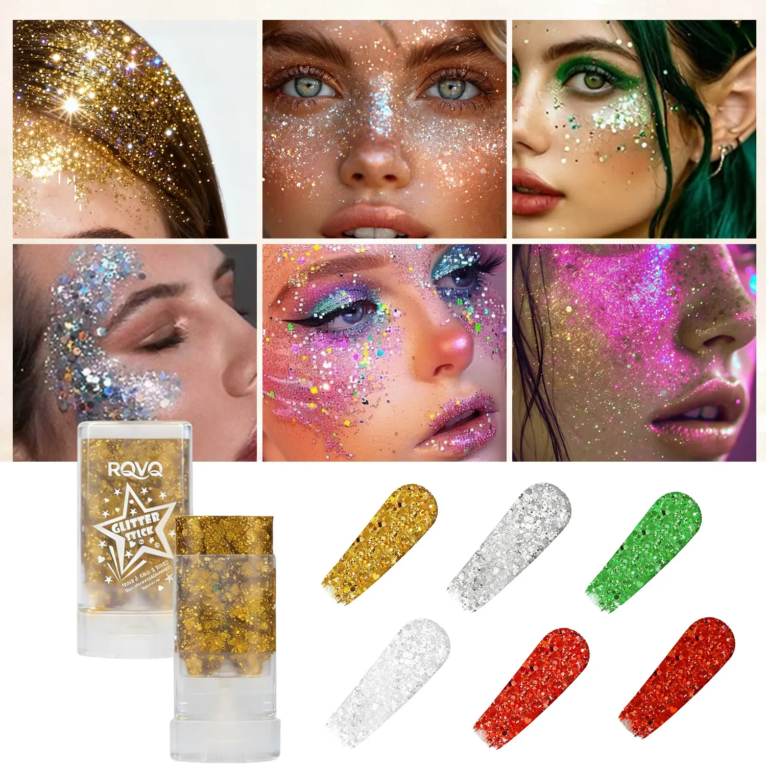Glitter Stick Gel  Rotating Sparkler, Long-Lasting Highly Pigmented Shimmer, Versatile for Face, Body, Hair & Festival Makeup, Body Luminizer