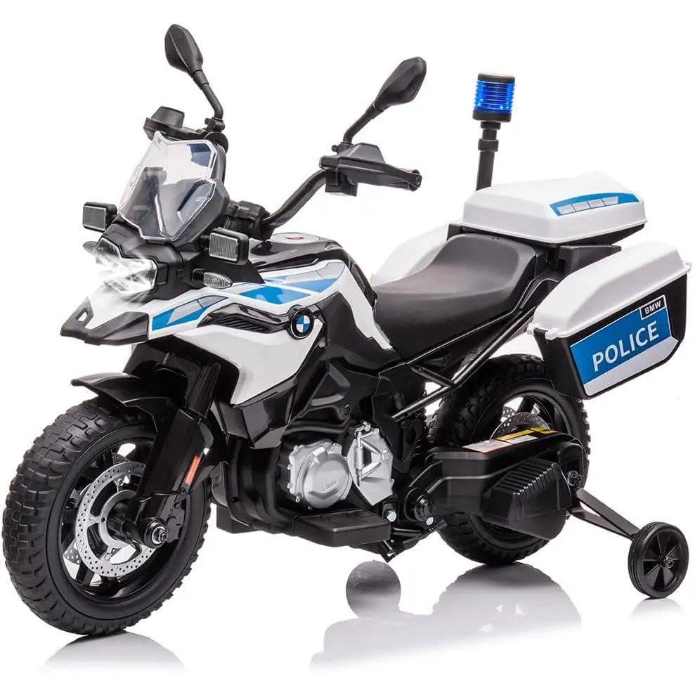 Garvee Licensed 12V Battery-Powered BMW Kids Electric Ride-On Motorcycle Toy, 7Ah Battery, High/Low Speed, LED Lights, Built-In Music, USB/MP3, Training Wheels, 2 Storage Boxes, for 3-8 Year-Olds Outdoor Play