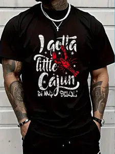 100% Cotton Funny Crawfish Boil Little Cajun Shirt Crayfish Festival Men T-Shirt Women's Men's Graphic Tee Crew Neck summer vacation Tops