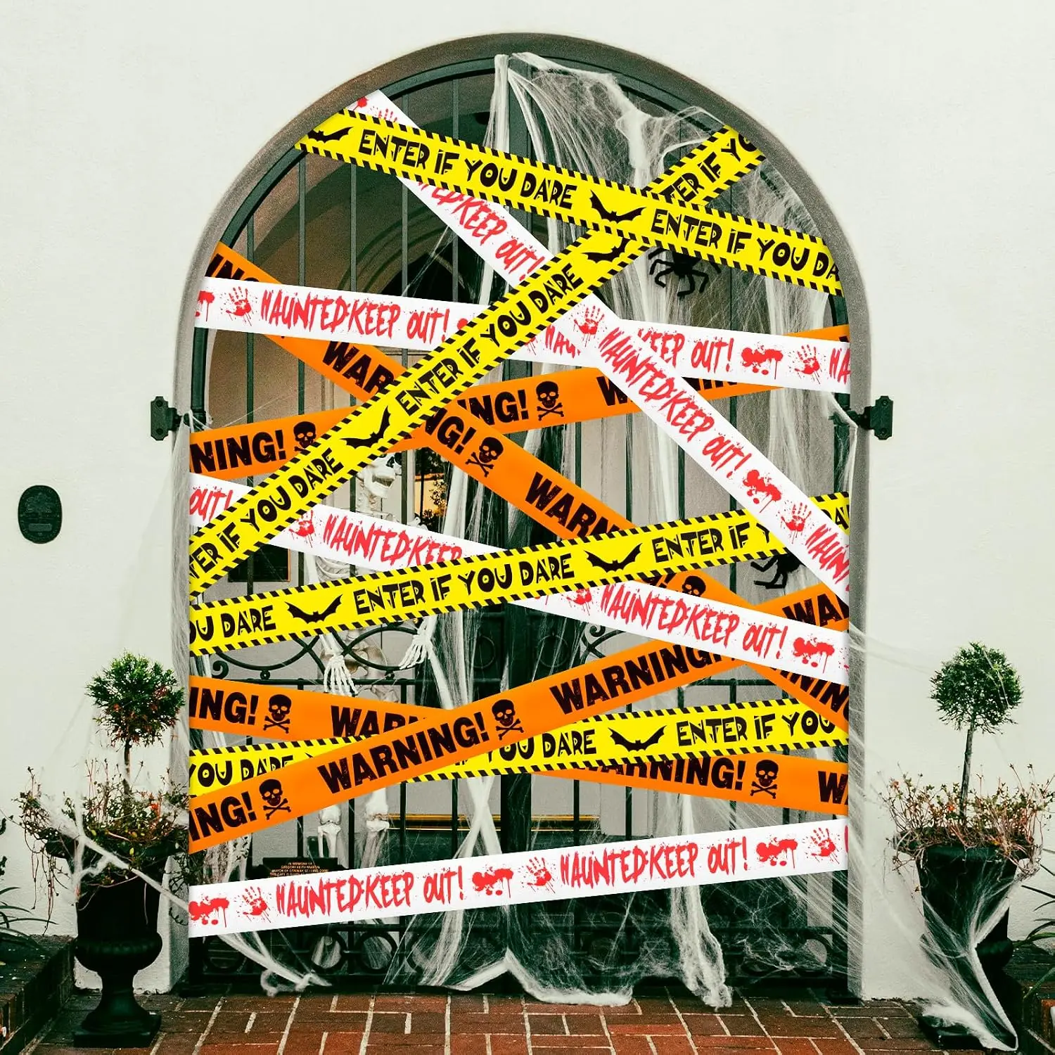 3PCS Halloween Caution Tape 3" x 90FT, Spooky Haunted House Decorations for Indoor & Outdoor, Halloween Party Decor for Doors, Yards, Hallways & Party Entrances