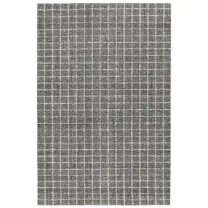 Conall Grey Hand Micro Hooked Wool Rug 10x14