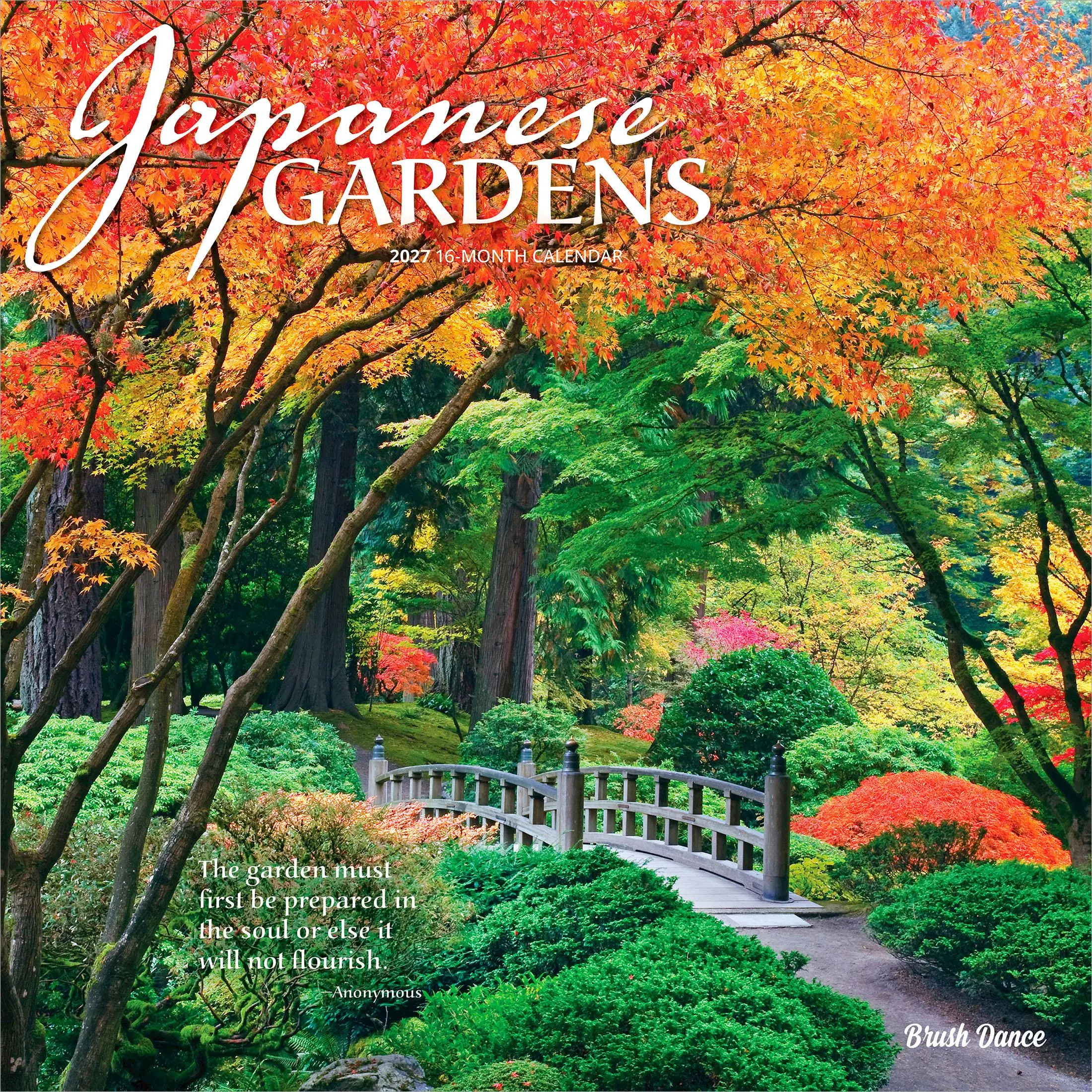 Japanese Gardens | 2027 12 x 24 Inch (Hanging) Monthly Square Wall Calendar | Plastic-Free