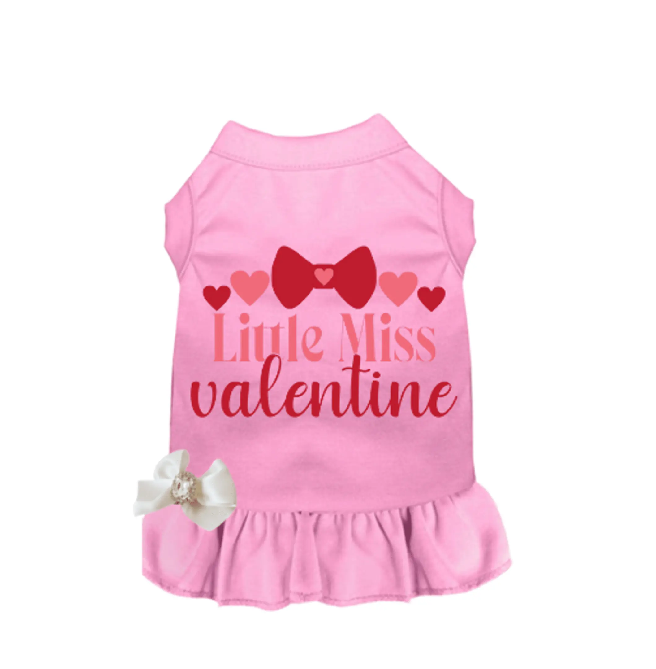 Little Miss Valentine Dog Shirt Ruffle Trim - Valentine's Day Pet Clothes for Small Medium Dogs - Sleeveless Puppy Valentine Outfit - Cute Red Dog Tee