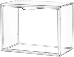 Clear Stackable Plastic Storage Bins with Lid,  Book   Display Cases with  Door, Large Figures Collectibles Showcase