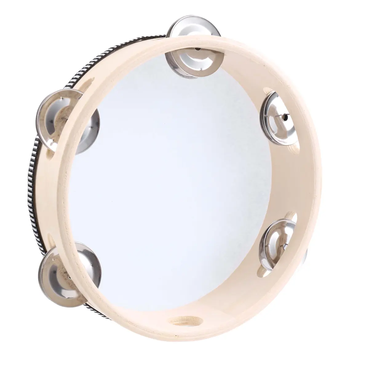 7-in Round Shape High-Quality Wood Tambourine, Premium Drumhead Percussion Instrument, Ideal for Children Gifts, KTV Parties