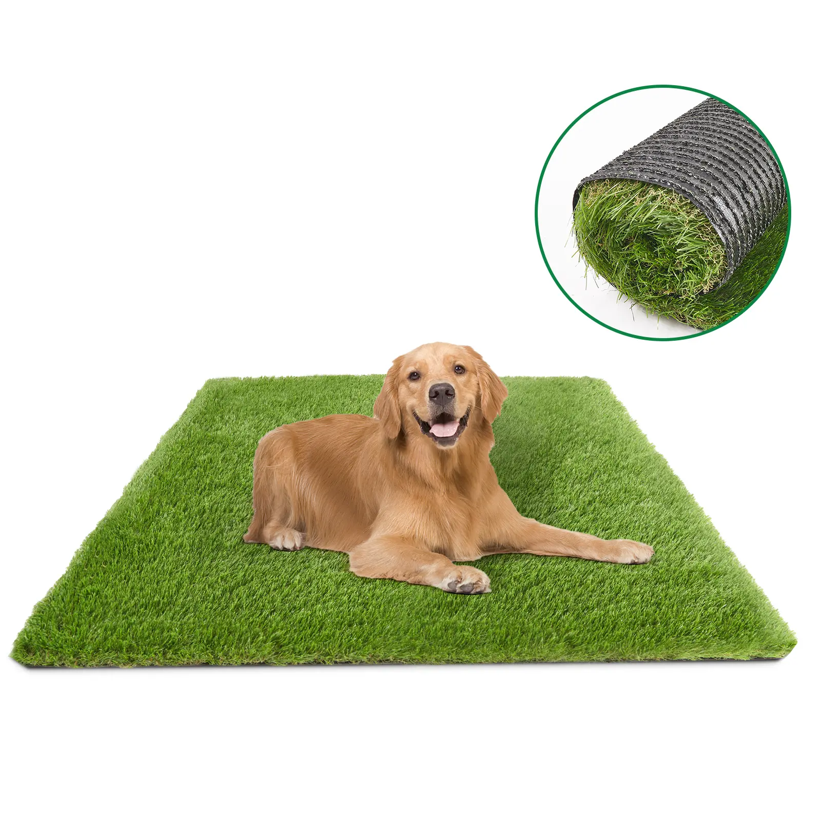 1.38" Realistic Artificial Grass Turf Lawn Mat - Durable Synthetic PU Rug with Drainage Holes, Patio Rugs for Outdoor Pet (Dog) & 4U Festive Home Decor Use