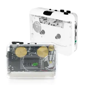 USB Cassette Player for PC, Cassette Tape to Digital Converter, Transparent Walkman for Music Lovers Audio Mp4 Mp3 Headphone