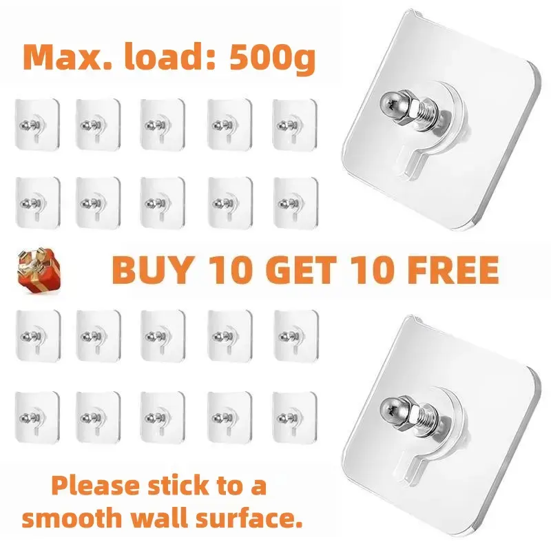 BUY 10 GET 10 FREE 20PCS Adhesive Frame Hooks Wall Mount Self-Adhesive Hooks Suitable for Bathroom and Kitchen Decoration, Adhesive Shower Hooks, Photo Wall Hooks