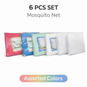 6PCS Square Mosquito Net Set – Full Coverage Bed Canopy, Breathable Mesh, Indoor & Outdoor Use