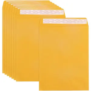 10x13 Catalog Envelopes Self Seal 100 Pack, 80GSM Paper Large Yellow Brown Manilla Envelopes with Peel and Seal Flap for Mailing Organizing and Storage