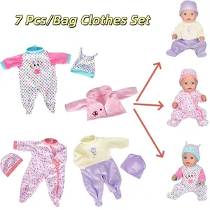 7 Pcs/Bag Cuddly Reborn Clothes Sets For 12-13 Inch Reborn Dolls Handmade Soft Fabric Reborn Doll Clothes Accessories Cute Outfits For Doll's Gift