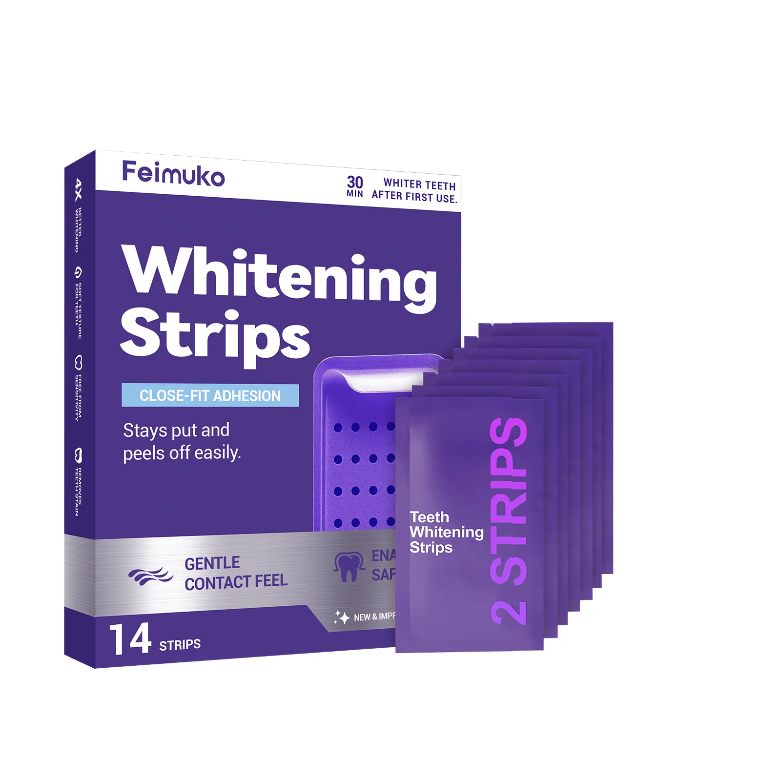 Purple Gloss Dental Strips: Easy to Use, Portable for Daily Use, Teeth-Whitening, Suitable for Home Use, Oral Care Strips