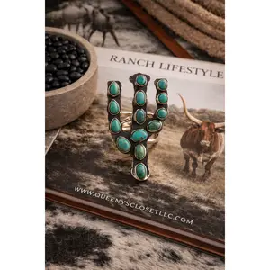 MOJAVE TURQUOISE + SILVER CACTUS RING