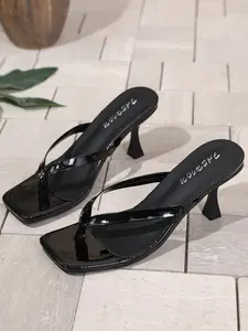 Women's Square Toe Sandals, Artificial Leather Kitten Heel Design Mules, Casual Summer All-Season Footwear, Perfect for Work and Vacation