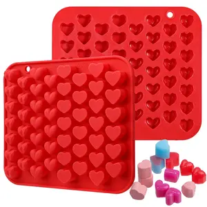 Mini Heart-Shaped Silicone Chocolate Mold Set of 2, Reusable and Easy to Clean, Oven and Freezer Safe, Ideal for Chocolates, Candies, Wax Melts, Ice Cubes